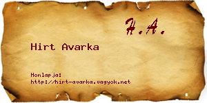 Hirt Avarka névjegykártya